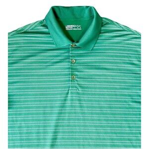 Nike Fit Dry Golf Polo Shirt Mens Large Green Stripe Performance Stretch